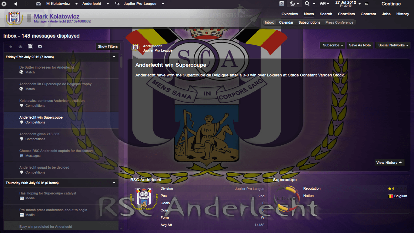 2012 Belgium Football PLayoff Final RSC Anderlecht vs FC Bruges May 6th