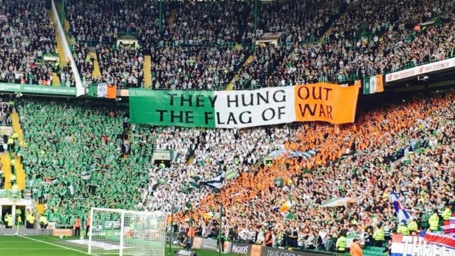 20160908 The18 Image Old Firm Green Brigade Celtic Vs Rangers Flag Of War Banner 1280x738