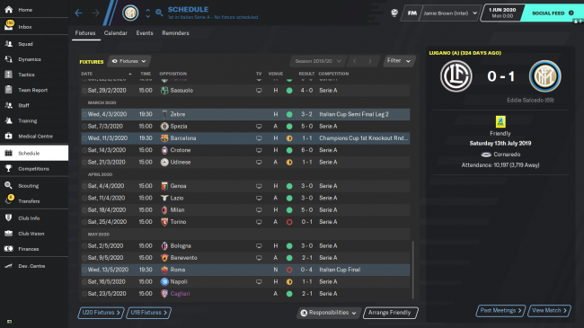 FC Internazionale Milano Fixtures