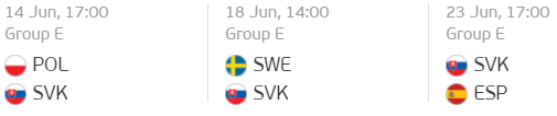 slovakia group e fixtures