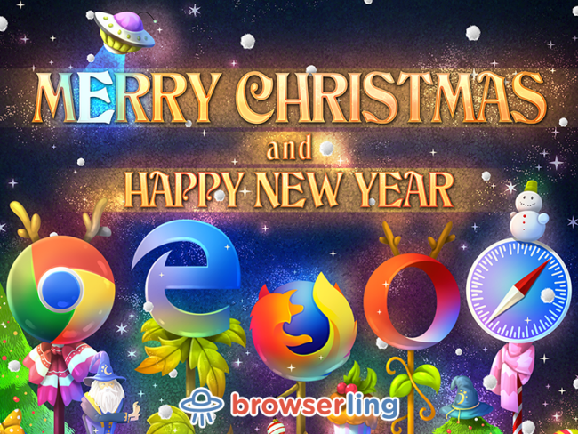 Browserful Christmas and Browserful New Year 2018!

For more Chrome jokes, Firefox jokes, Safari jokes and Opera jokes visit https://comic.browserling.com. New cartoons, comics and jokes about browsers every week!