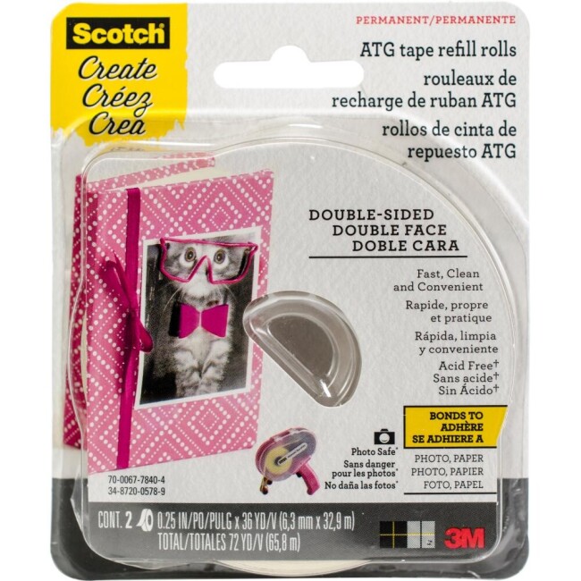 3M-Advanced Tape Glider Refill Rolls. This package contains two 1/4in by 36yd rolls of permanent, acid-free tape. Great for scrapbooking, card making, invitations and other paper crafts. https://www.12x12cardstock.shop/