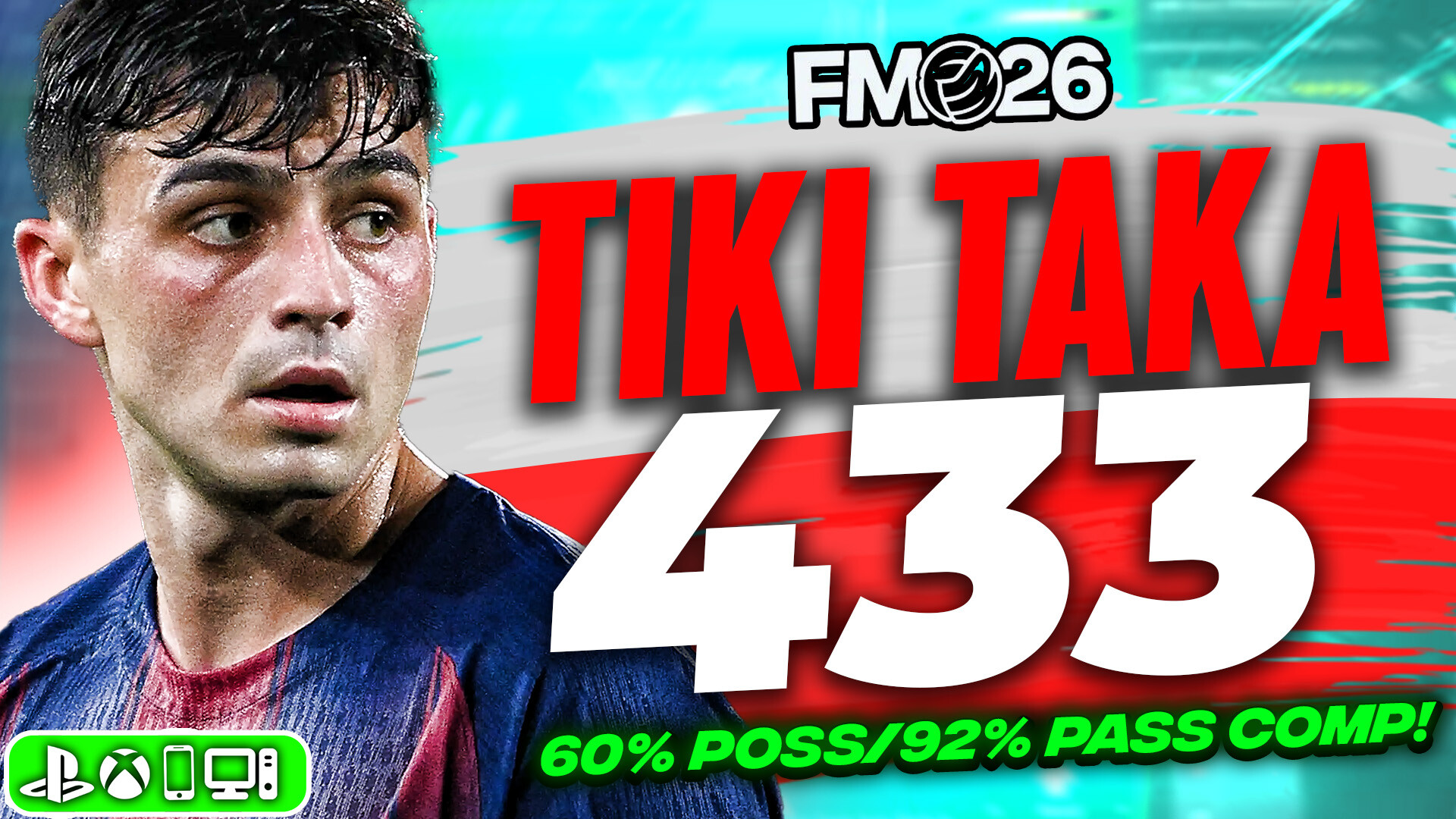 Tiki Taka 433 FM26 Tactic! 60% Poss + 92% Pass Comp