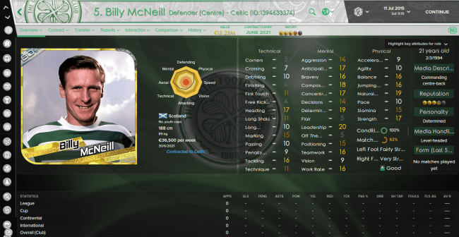 Billy McNeill Overview Attributes