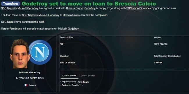 Godefroy to Brescia loan