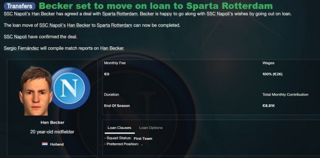 Becker to Sparta loan