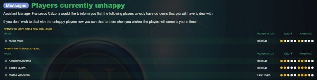 Unhappy players