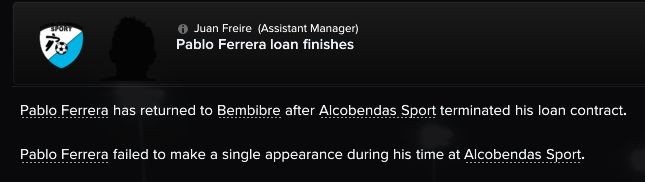 Ferrera loan ended