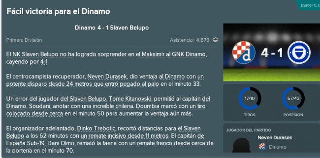 resultado Dinamo 1 2017